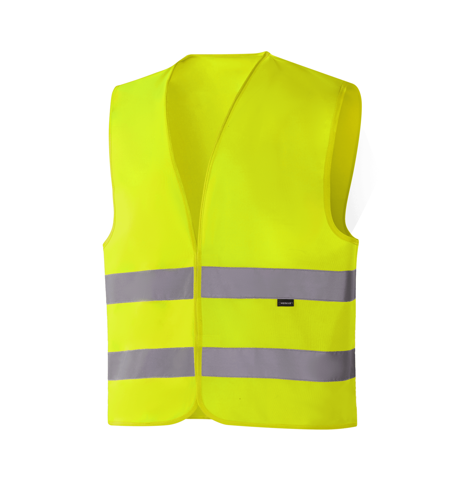 Hi-vis yellow WV201 GOTEBORG vest, 120gsm low-stretch yarn, velcro front, sewn reflective tape, EN ISO 20471 Class 2